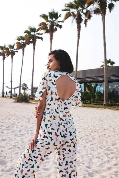 Butterfly Print, Sweetheart Neckline Winona Jumpsuit