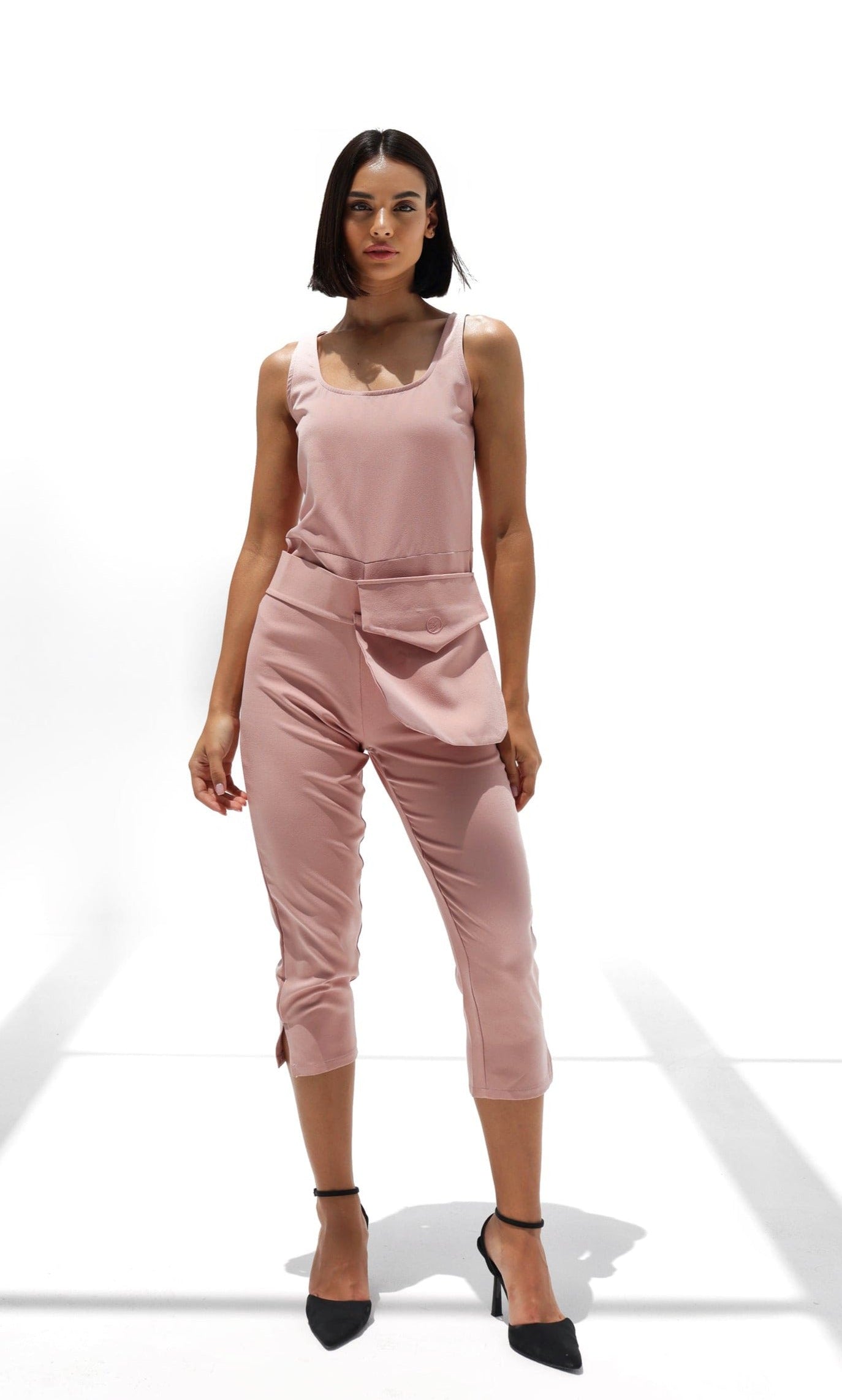 Sleeveless Dita Playsuit with Detachable Belt