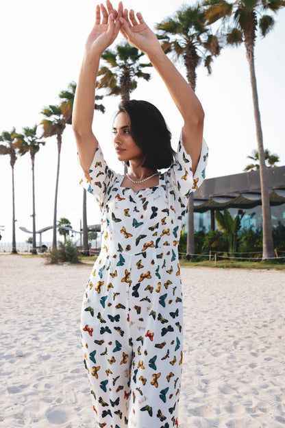 Butterfly Print, Sweetheart Neckline Winona Jumpsuit